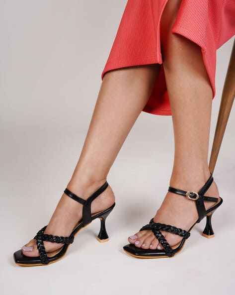 Buy Black Heeled Sandals for Women by SCENTRA Online