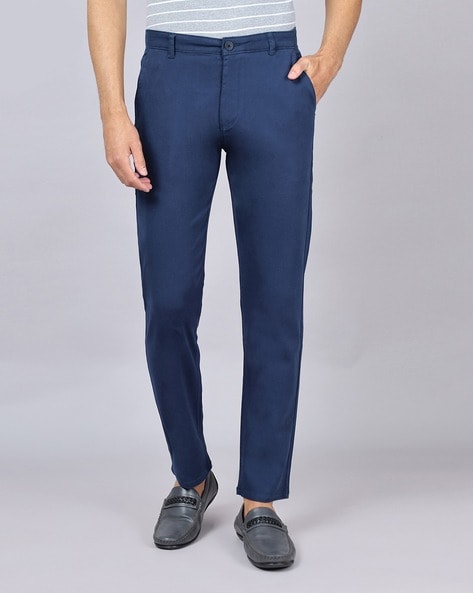 Mens Blue Slim Tapered Fit Trousers