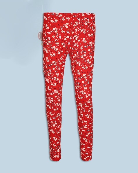 Red floral clearance leggings