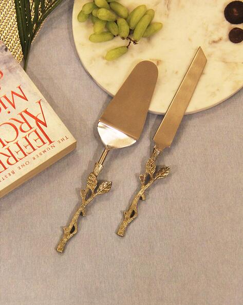 Brass Antique Cake Server & Knife - Maverics