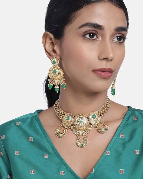 Buy Gold-Toned Green FashionJewellerySets for Women by I Jewels