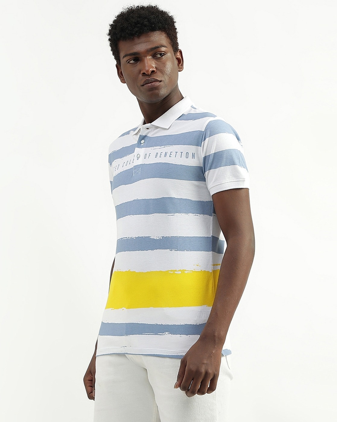 Striped Pique Polo T Shirt