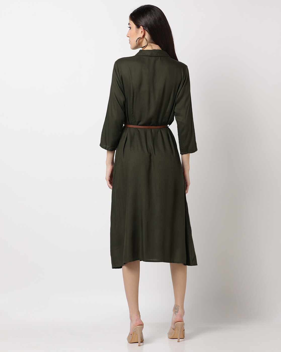 Olive green cheap jersey dress