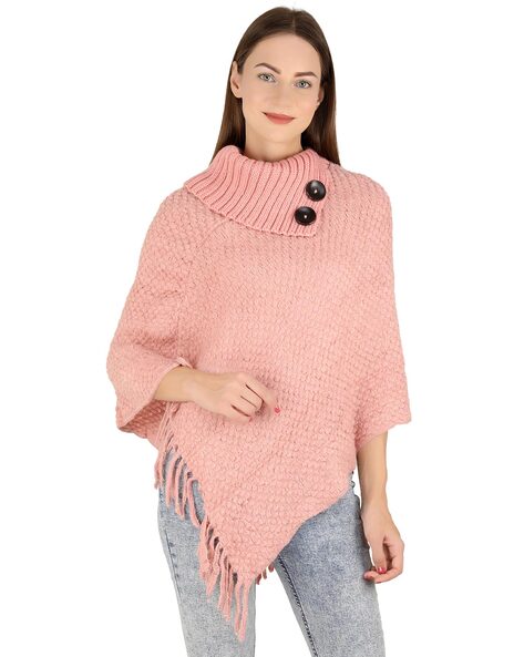 Acro Woolen High-Neck Poncho with Tassels Price in India