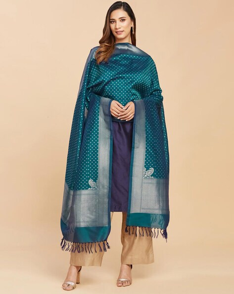 Silk Woven Dotted Print Dupatta Price in India