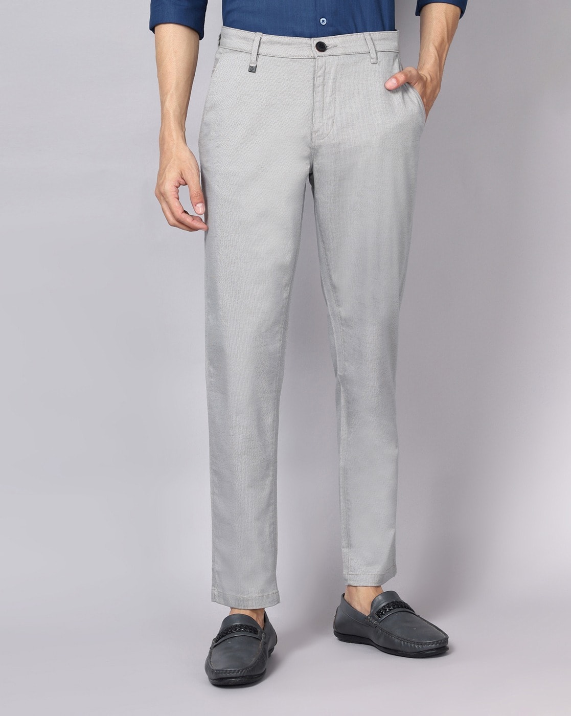 Buy LOUIS PHILIPPE Solid Polyester Viscose Slim Fit Men's Work Wear Trousers  | Shoppers Stop