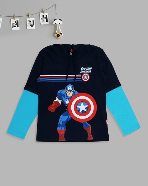 Captain america hooded t shirt shop