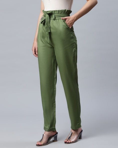 New Look,New Look Plus New Look Curve paper bag pants in green - WEAR