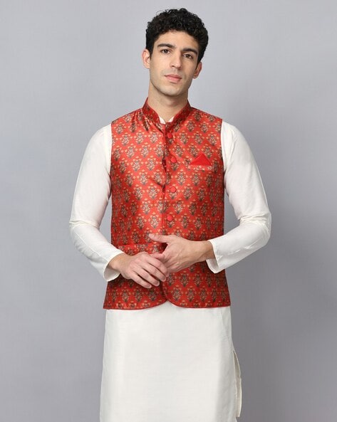 Buy N.B.F Fashion Men's Red Blue Festive Nehru Jacket/Waistcoat (L) at  Amazon.in