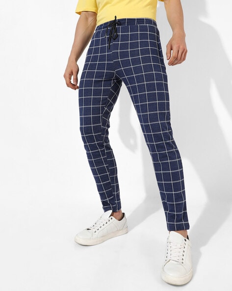 Checkered track hotsell pants mens