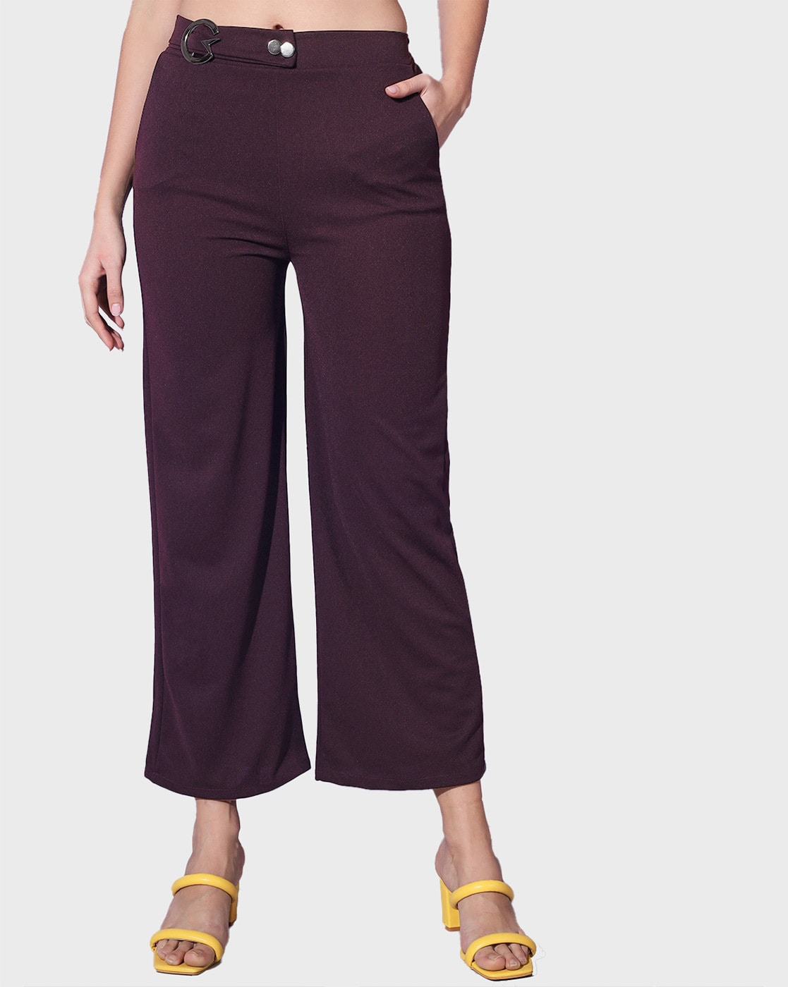 Buy Purple Trousers & Pants for Women by BUYNEWTREND Online
