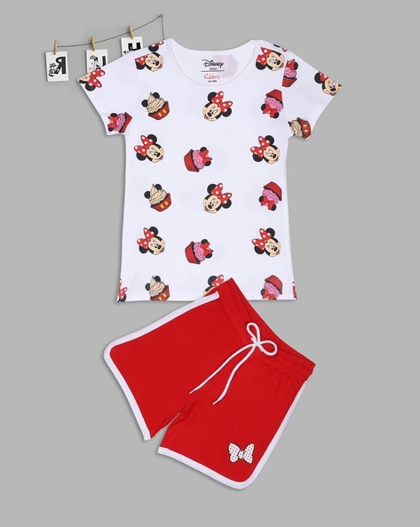 red and white minnie mouse shirt
