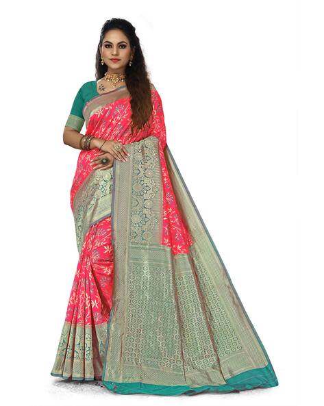 Buy Peach & Aqua Green Sarees for Women by AJIO Online | Ajio.com