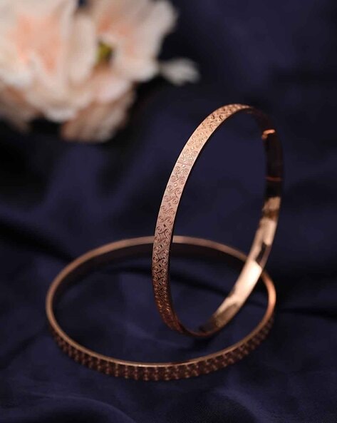 Buy Priyaasi Elegant American Diamond Bangles for Women | Floral Pattern |  Rose Gold-Plated Bangle Set for Women | Set of 2 | Brass Metal | Bridal  Bangles Set for Wedding & Party at Amazon.in