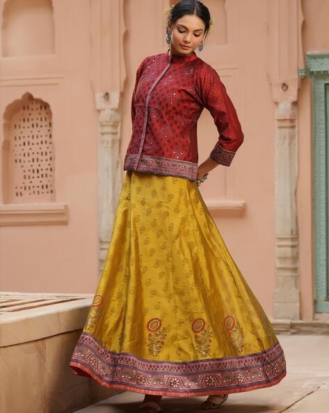 Yellow Silk Readymade Jacket Style Anarkali Suit 156768 | Indian wedding  gowns, Traditional dresses, Anarkali dress