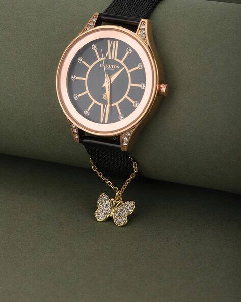 Carlton London Gold Plated Butterfly Watch Charm - FJCH3301