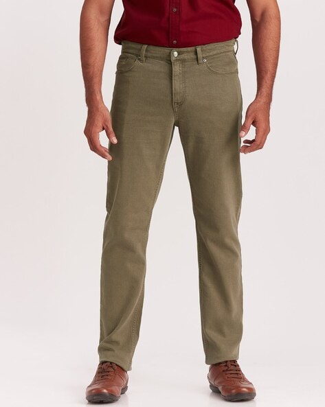 Pima Cotton Formal Trousers for Men  Military Green