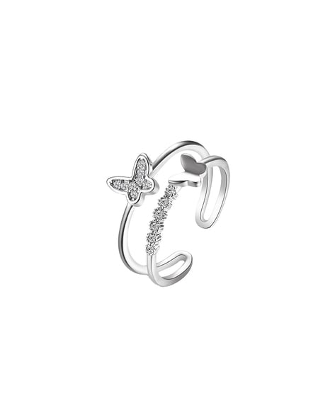 Fashion Frill Stunning American Diamond Silver Ring For Women