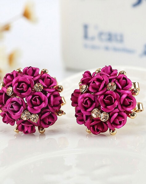 Manisha Jewellery Rose Gold Plated American Diamond  Crystal Earrings