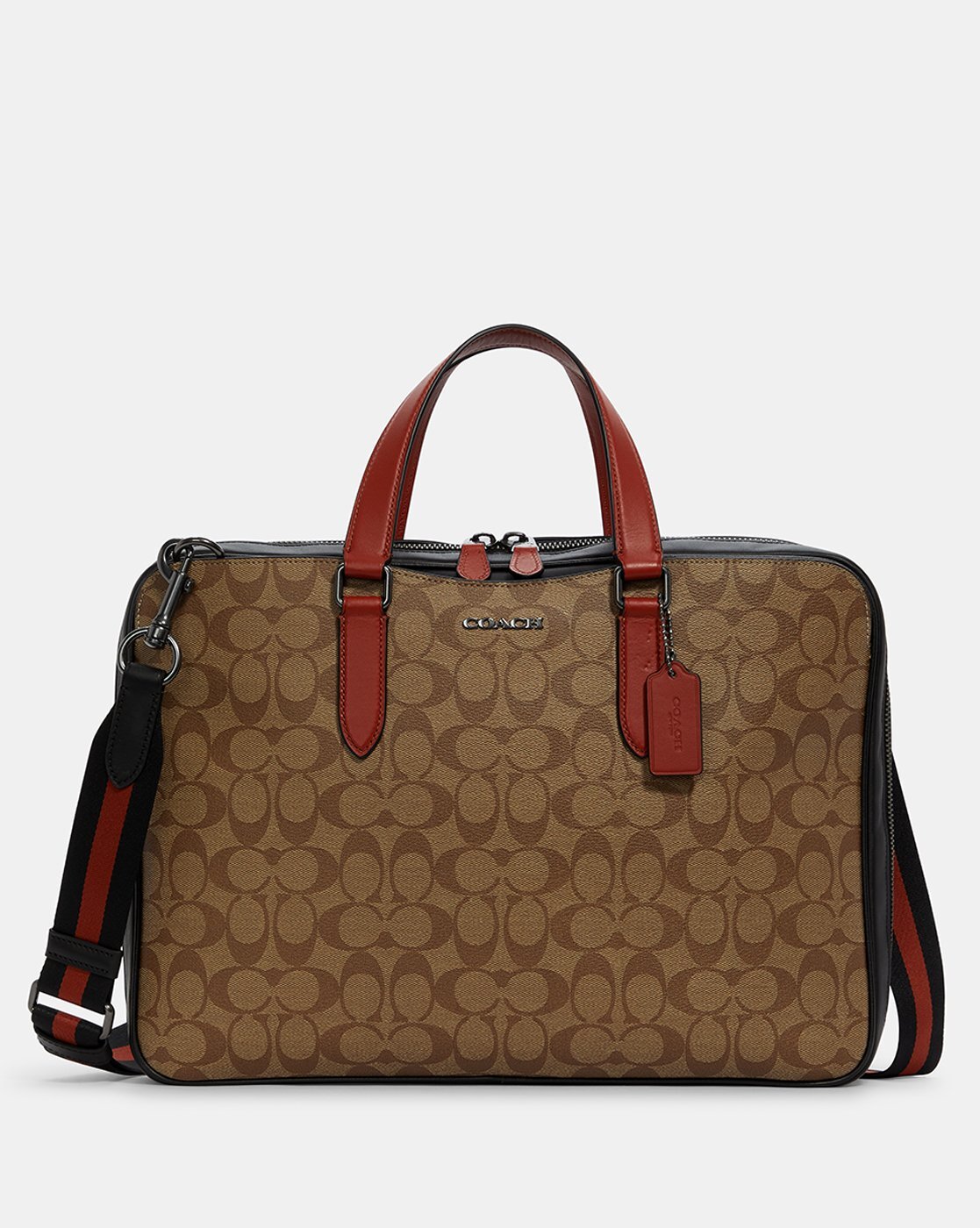 COACH MEN -BLACK Leather Slim Brief Briefcase Bag NWT $595