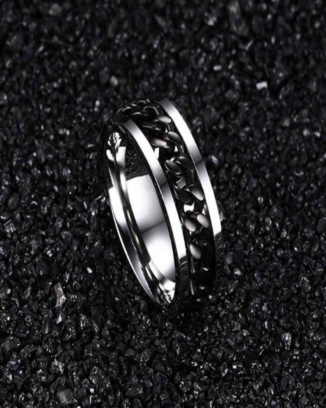 Yellow Chimes Rings for Men Silver Black Ring Western Style Stainless –  YellowChimes