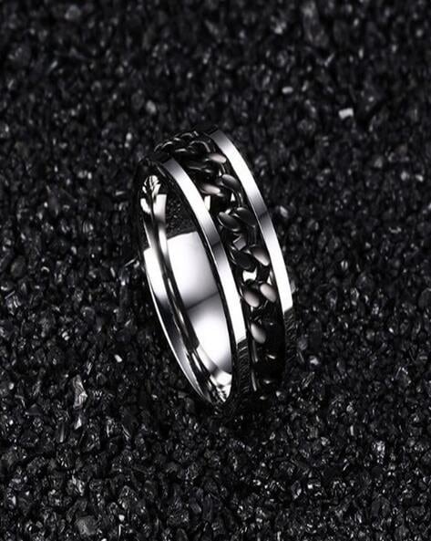 9 mm Mens Wedding Bands - Black/Silver Tungsten - J095SBC-9