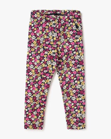 Pack of 4 Floral Print Leggings with Elasticated Waist