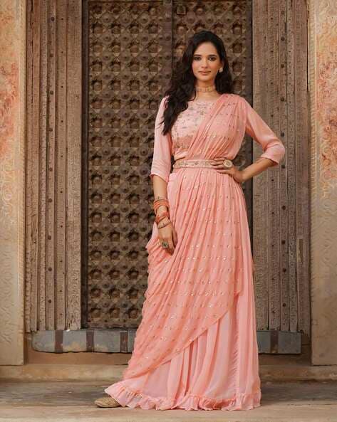Shocking Pink Ghera Lehenga Choli with Dupatta and Belt – Roop Sari Palace