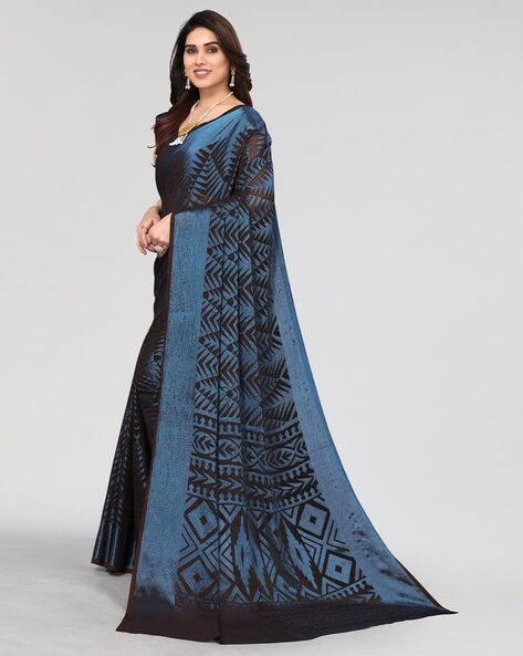 Decent Black Chiffon Traditional Saree | Party wear sarees, Elegant saree, Saree  designs