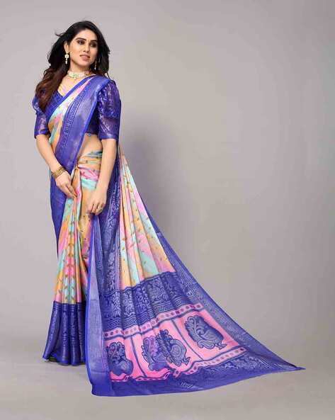 Rujave purple chiffon sarees with blouse - RUJAVE - 4161507