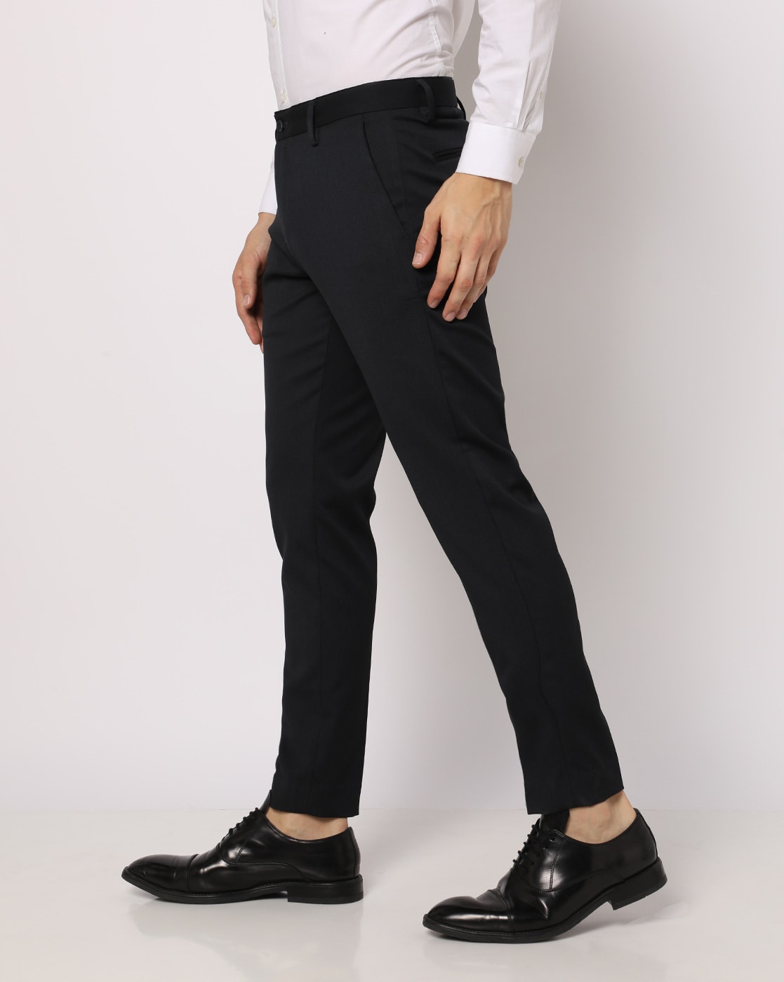 Lavender Plain Corporate Uniforms Shirt And Black Trousers Unstitched   Uniform Sarees