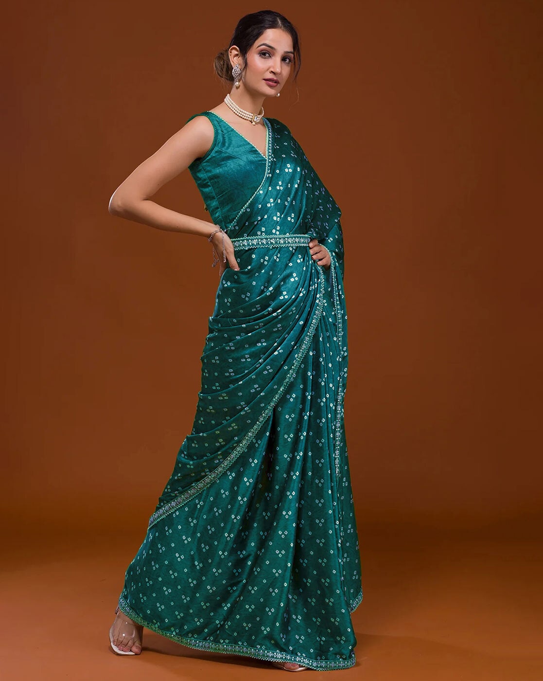 Buy Teal Sarees for Women by BESUCHER Online | Ajio.com