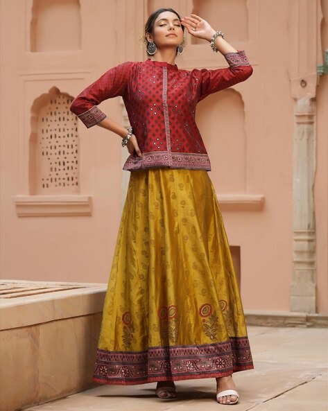 Embroidered Long cotton silk jacket with tube dress – samantchauhan