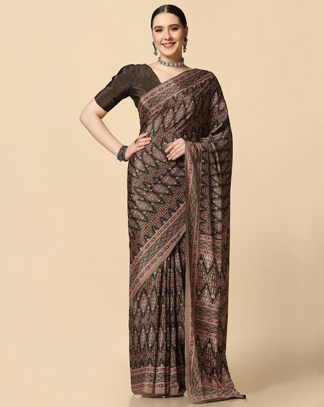 Buy Cream Sarees for Women by SATRANI Online | Ajio.com