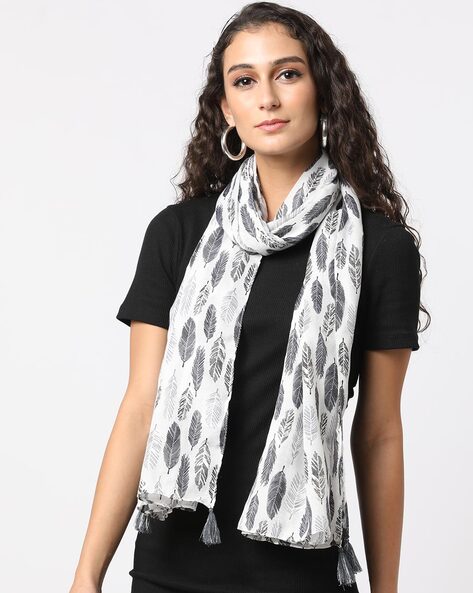 Women Foil Leaf Print Scarf Price in India