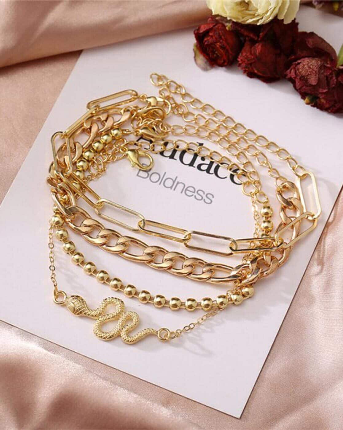 Buy Gold Bracelets & Bangles for Women by Jewels galaxy Online