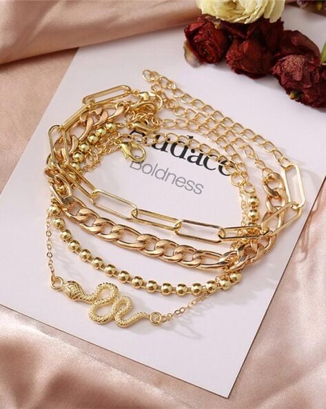 SOUMI JEWEL Sachin Design Bracelet Chain Gold Plated For Girls And Men Women