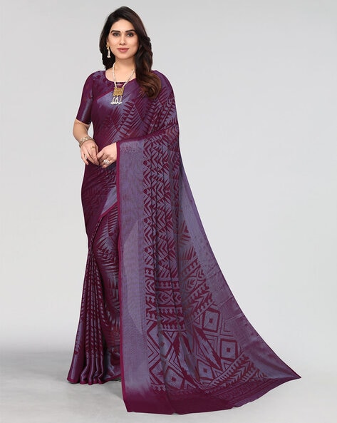 Magenta Chiffon Saree With Blouse 273917