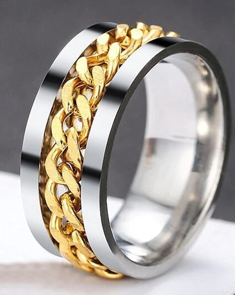 Multi 4 Ring Chain Rings in Gold and Silver Color 