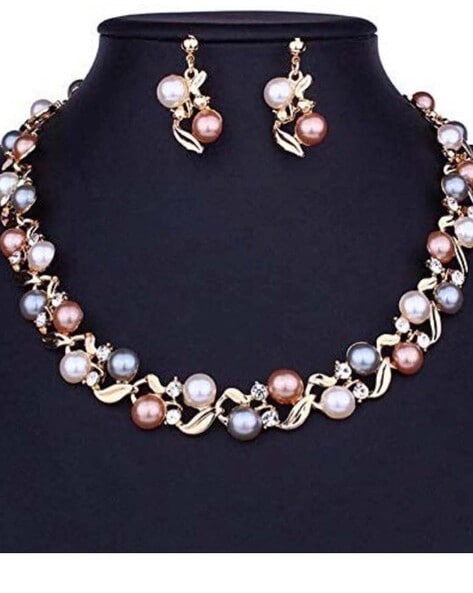 Multicolor Pearl and Diamond Necklace | M.S. Rau