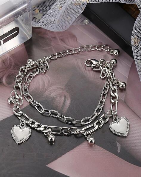 Buy Personalised Silver Bracelet With Heart Disc Charm and Online in India   Etsy