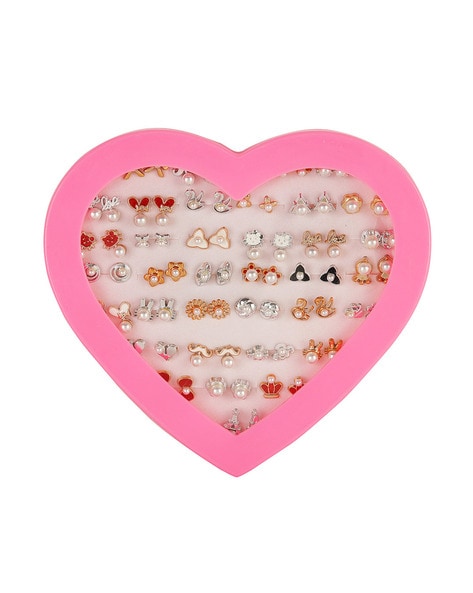 Flipkart.com - Buy DIVINE Combo/Pack/Set of 36 Pair of Multicolor Moti Mix  Design Earring Stud Set with Heart Box for Baby Girls, Women and Girls. (1  Box) Alloy Stud Earrings. Alloy Stud