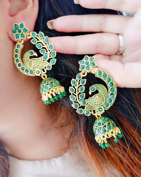 Indian Jewellery and Clothing: Peacock design pendants and earrings.. | Gold  earrings designs, Jewelry design earrings, Gold jewelry fashion