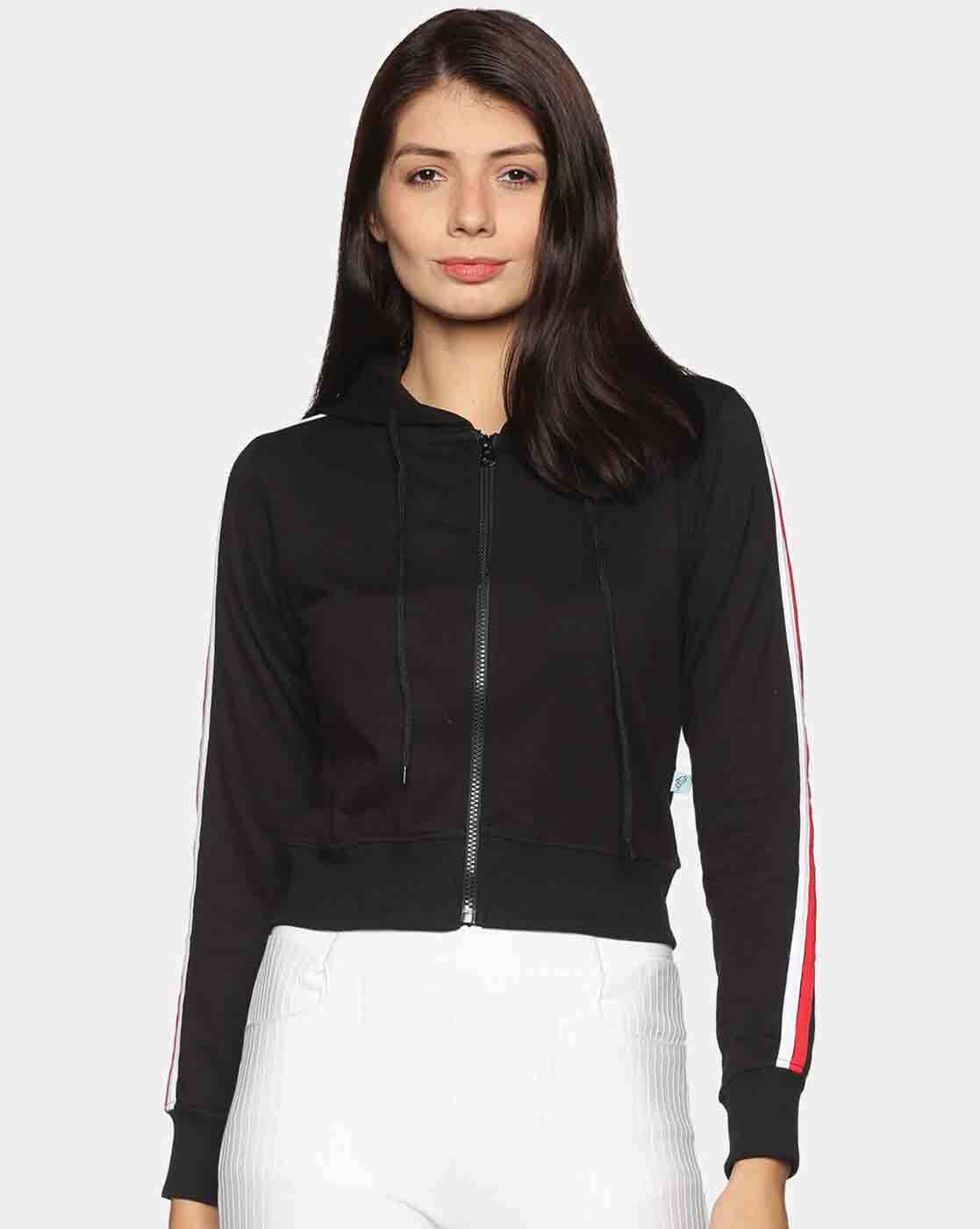 Zip-Front Hoodie with Contrast Taping