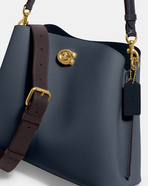 Coach Classic Navy Blue Leather Saddle Bag Shoulder Bag 