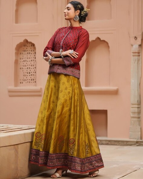 Green Jacket Style Anarkali Salwar Suit In Silk