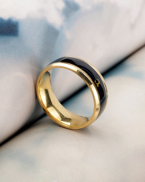 Men Steel Rings Gold Stone | Gold Ring Black Stone Mens | Stainless Steel  Finger Ring - Rings - Aliexpress
