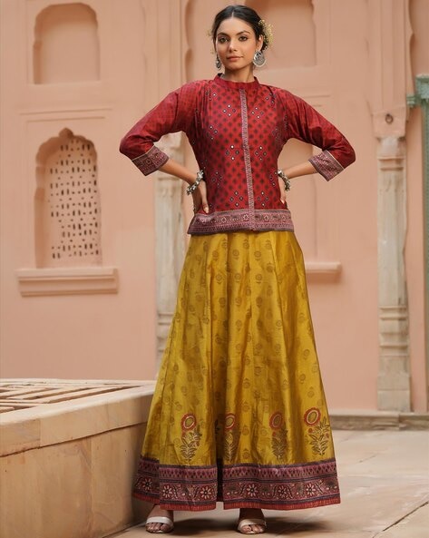 Rustic Red Anarkali Dress with Jacket(FW) – ekantastudio