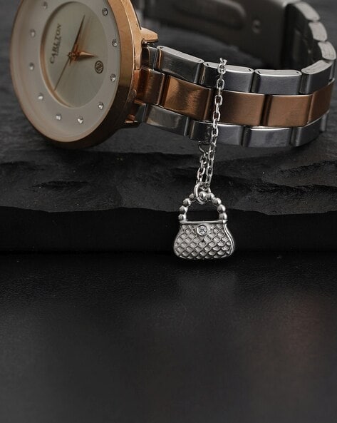 White House Black Market Womens Charm Bracelet Watch Silver Tone Black  Accents | eBay