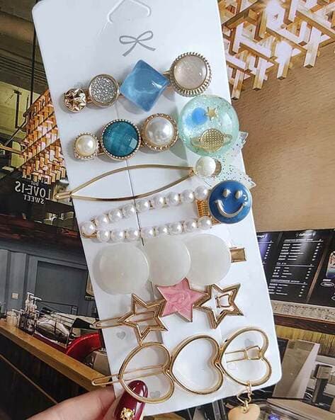 Jewels galaxy Set of 7 Embellished Hair Clips